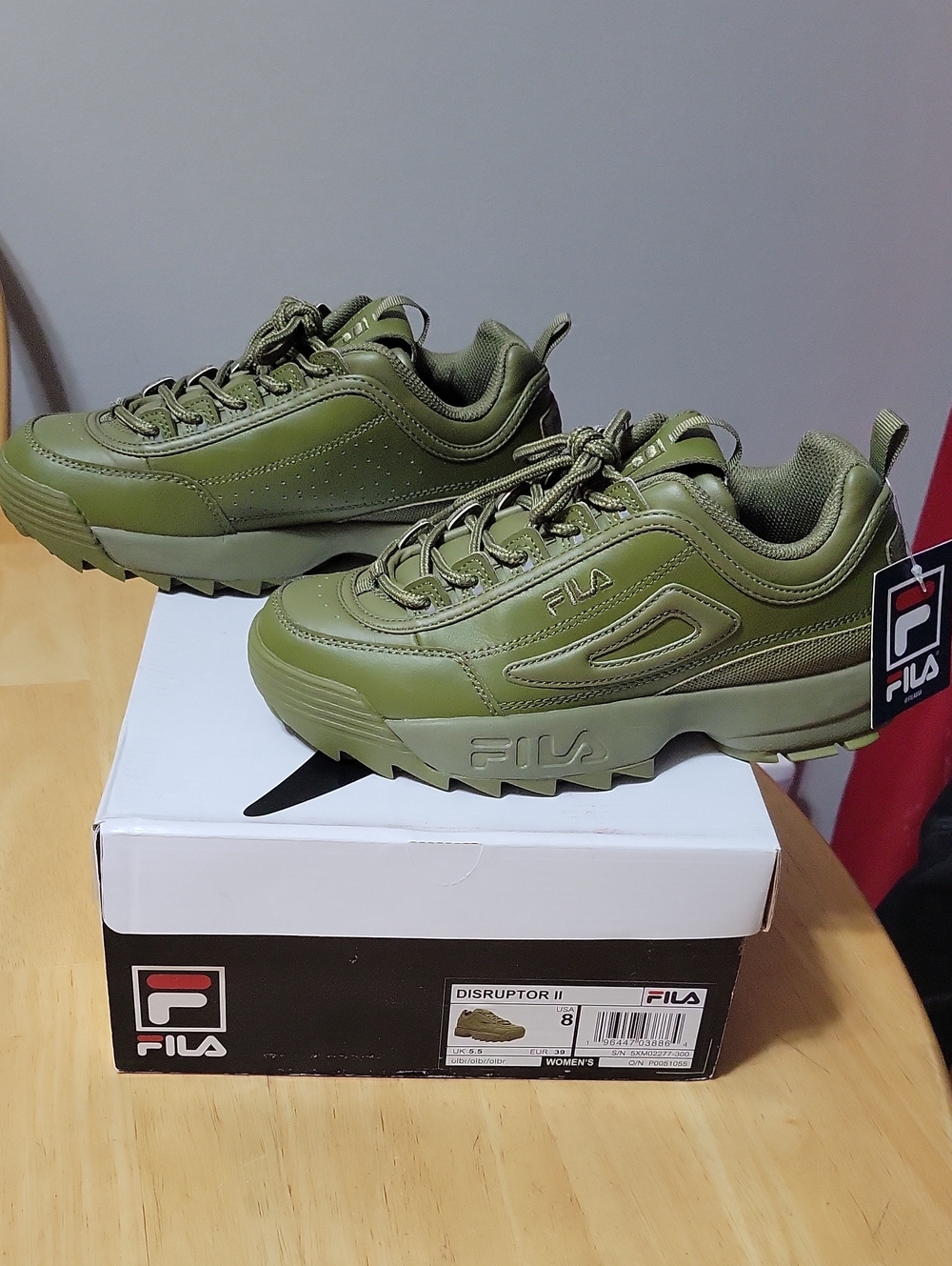 Like New Olive Colored Fila Disruptor Sneakers - Picture 4 of 8